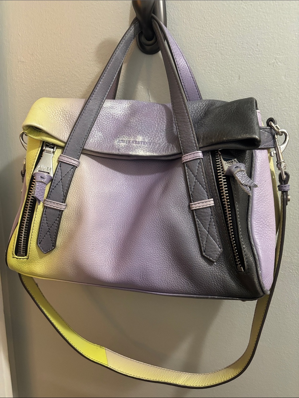 Aimee Kestenberg City Slicker Lavender-to-Gray Ombre Leather Satchel - Picture 2 of 11
